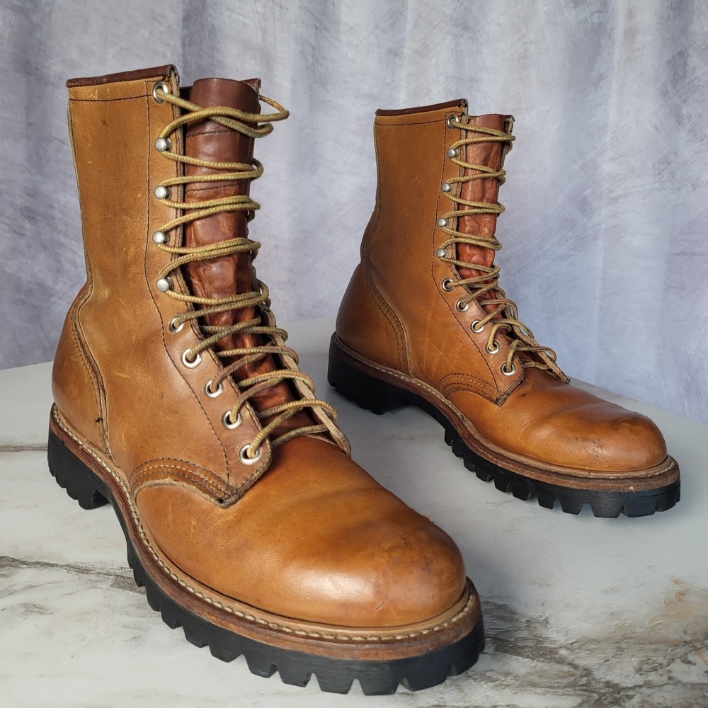 Vintage Red Wing Irish Setter Sport Hunting Boots Tan Size 9 B Men's